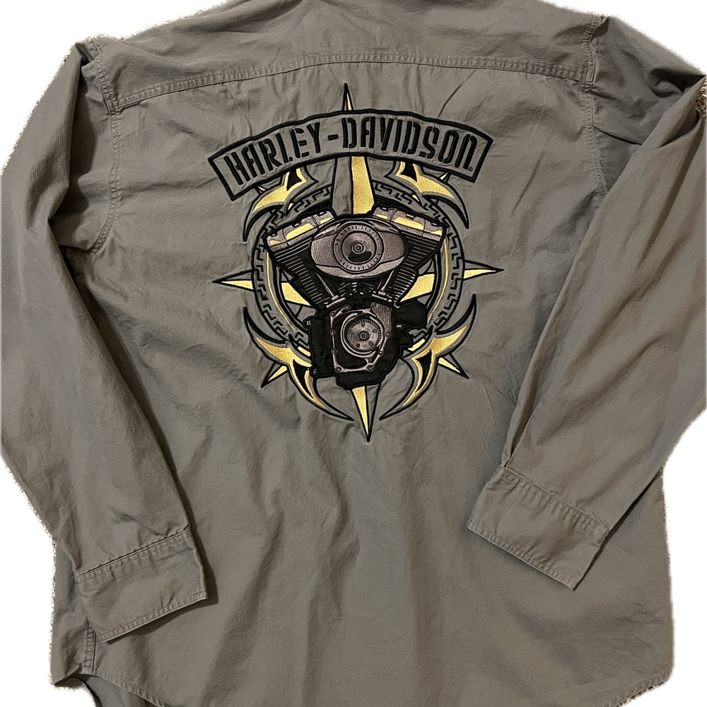 Harley-Davidson Men's Gray Shirt Jacket with Engine Graphic